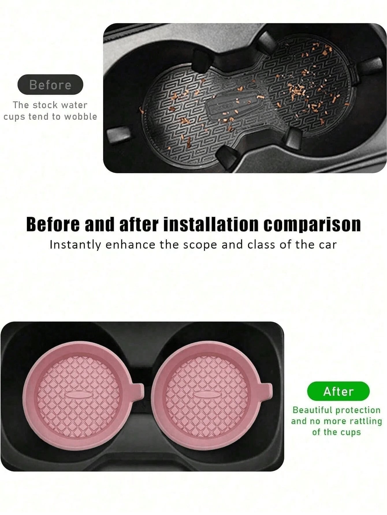 1/2pcs Silicone Car Cup Holder, Non-Slip Universal Cup Mat, Suitable For All Car Models (Black), Essential For Women Storage, Travel, Dorm Organization