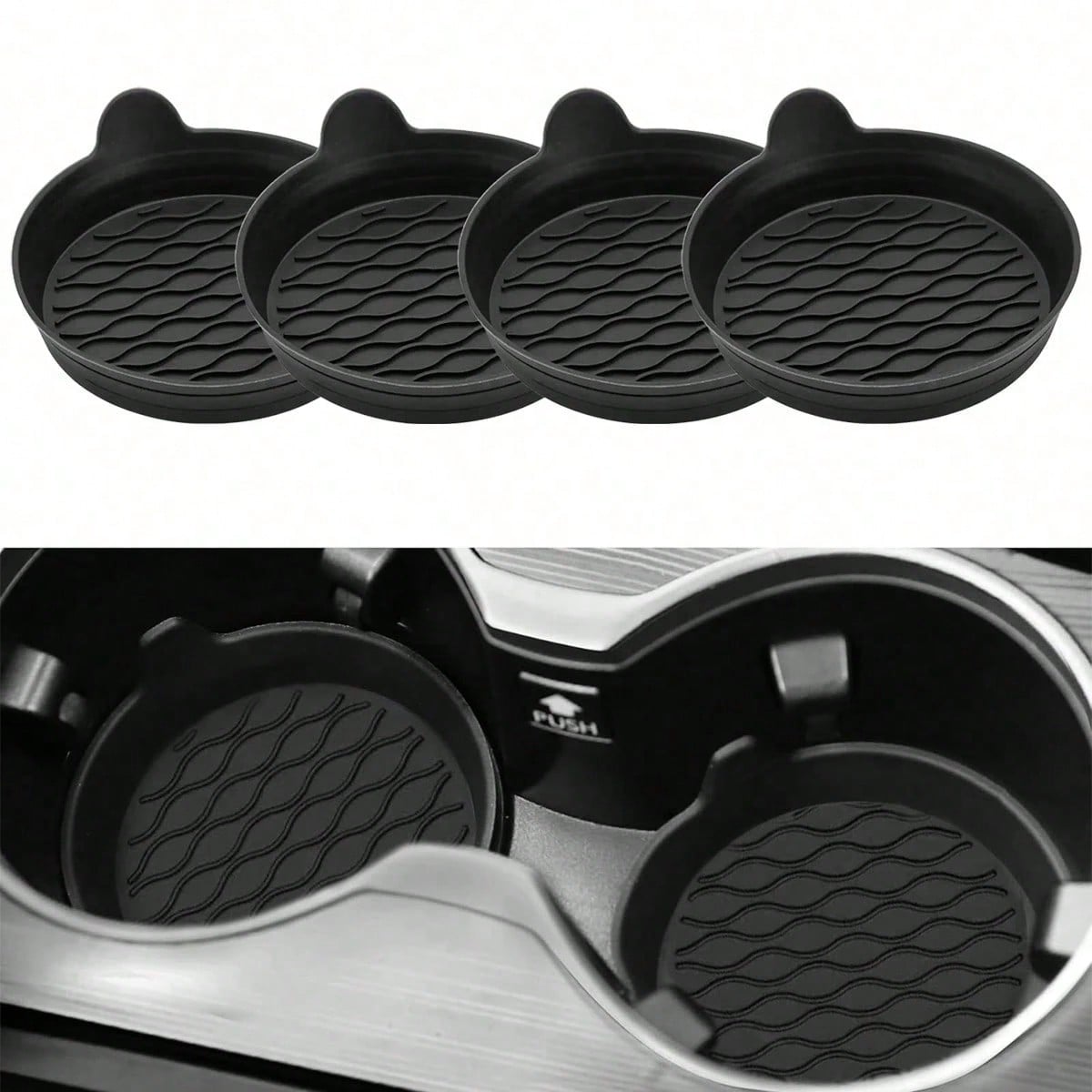 1/2pcs Silicone Car Cup Holder, Non-Slip Universal Cup Mat, Suitable For All Car Models (Black), Essential For Women Storage, Travel, Dorm Organization