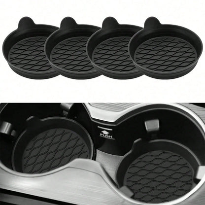 1/2pcs Silicone Car Cup Holder, Non-Slip Universal Cup Mat, Suitable For All Car Models (Black), Essential For Women Storage, Travel, Dorm Organization