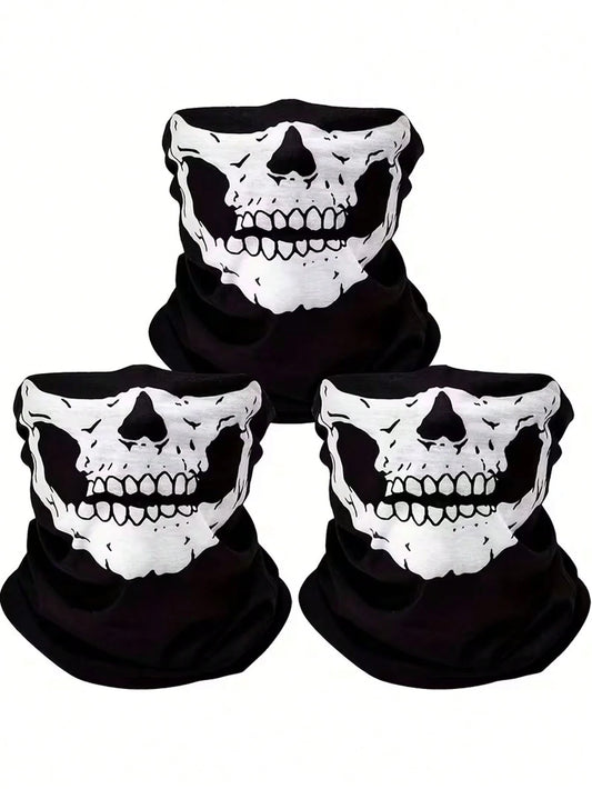 1/3/5/6pcs Unisex Cycling Face Mask, Balaclava, Ski Mask, Motorcycle Neck Gaiter, Skull Full Finger Gloves, Suitable For Outdoor Travel And Halloween Costume