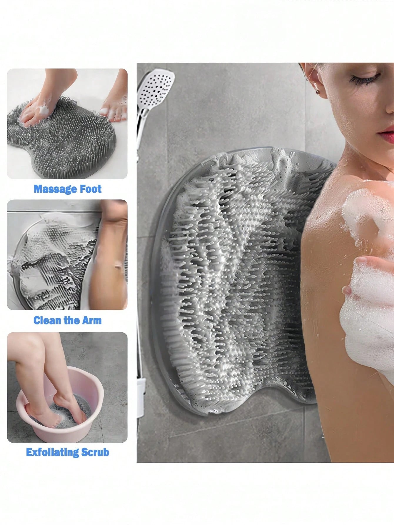 1/3/5pcs Foot Scrubber Mat Shower Scrub Pad Foot Massage Mat Bathroom Washing Pad Bathroom Foot Scrubber Shower Back With Cups For Women Men Mom Holiday Essentials School Supplies Bathroom Decor And A