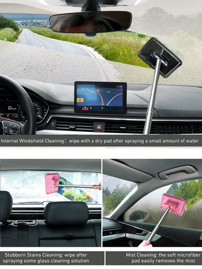 1/3/5pcs Microfiber Cloth Windshield Cleaning Tool Kit- Detachable Handle Car Glass Cleaner Brush, Car Glass Scraper, Interior Accessories, Car Cleaning Set, Car Glass Cleaner, Windshield Cleaner, Au