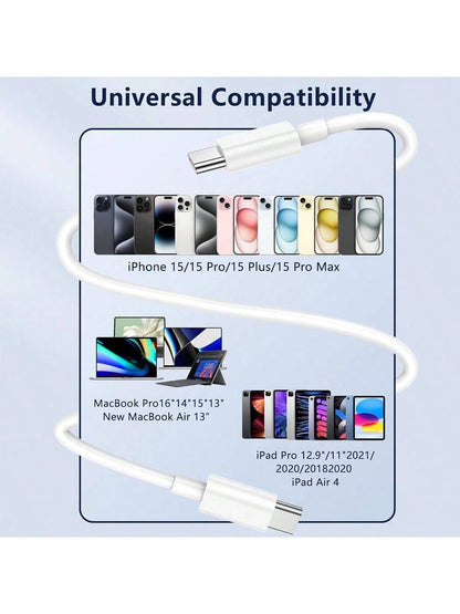 1/3/5pcs PD 60W Fast Charging 3.3ft/100cm High-Efficiency Data Transfer Fast Charging Cable Compatible With IPhone 16 Series, 17 Pro Max/17 Pro/17 Plus/17/16/15, S25/S24/S23/S22/S21/S20 Ultra Plus, Se