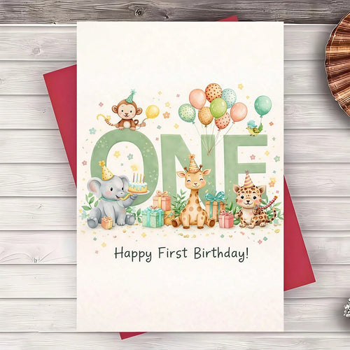 1/3 Pcs Cute Animal Birthday Card,Perfect For First Second Third Birthday|Family, Friends, Loved Ones, Envelope Greeting Card, Sweet Milestone Card