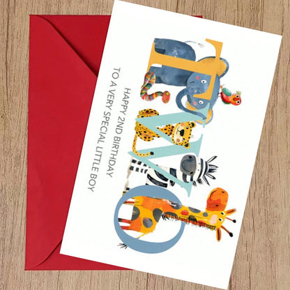 1/3 Pcs Cute Animal Birthday Card,Perfect For First Second Third Birthday|Family, Friends, Loved Ones, Envelope Greeting Card, Sweet Milestone Card