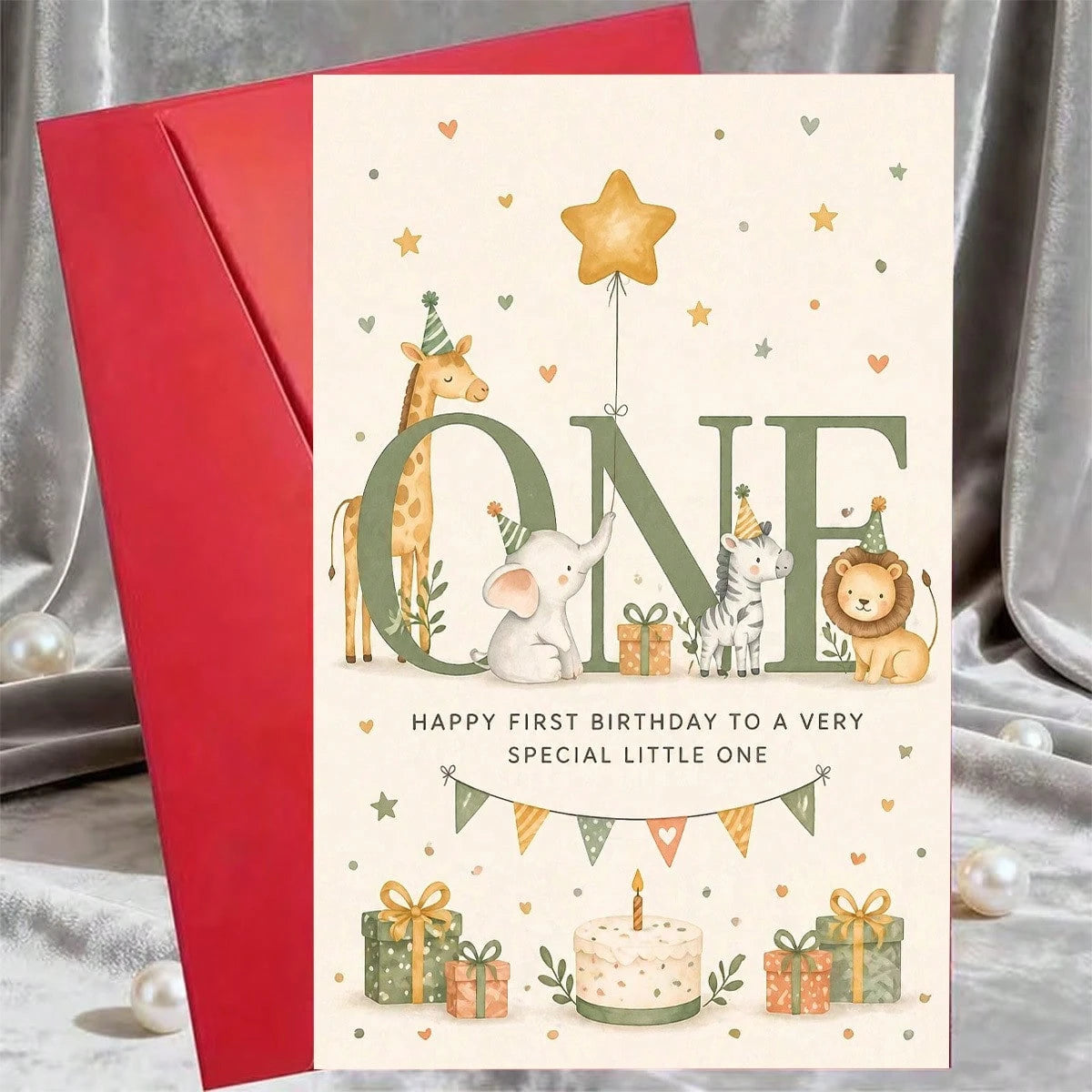1/3 Pcs Cute Animal Birthday Card,Perfect For First Second Third Birthday|Family, Friends, Loved Ones, Envelope Greeting Card, Sweet Milestone Card