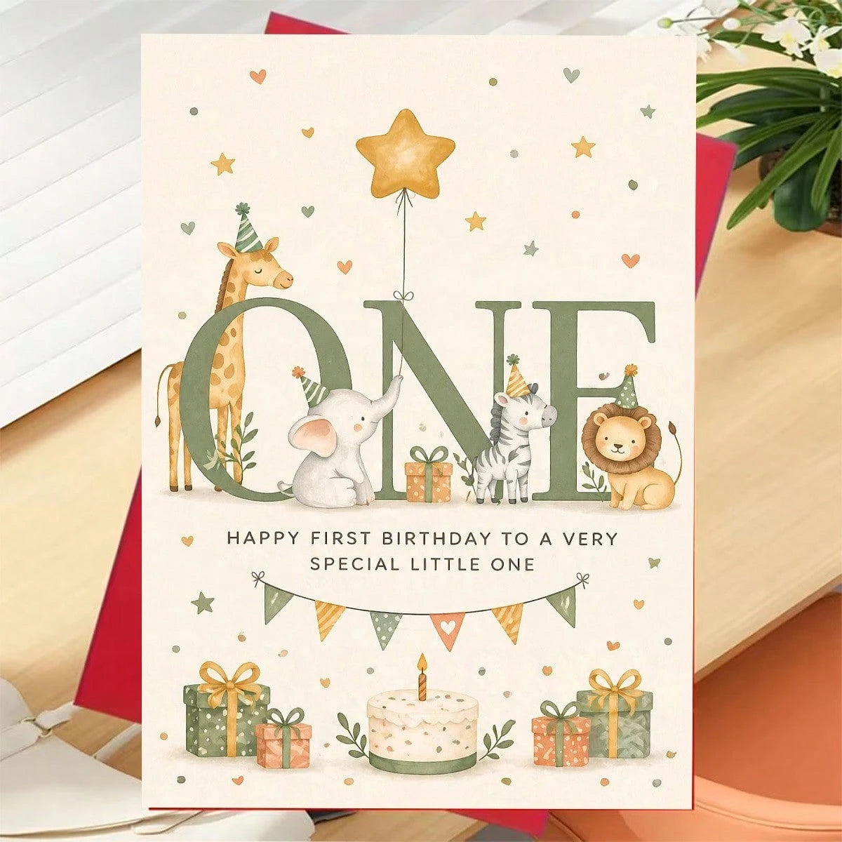1/3 Pcs Cute Animal Birthday Card,Perfect For First Second Third Birthday|Family, Friends, Loved Ones, Envelope Greeting Card, Sweet Milestone Card