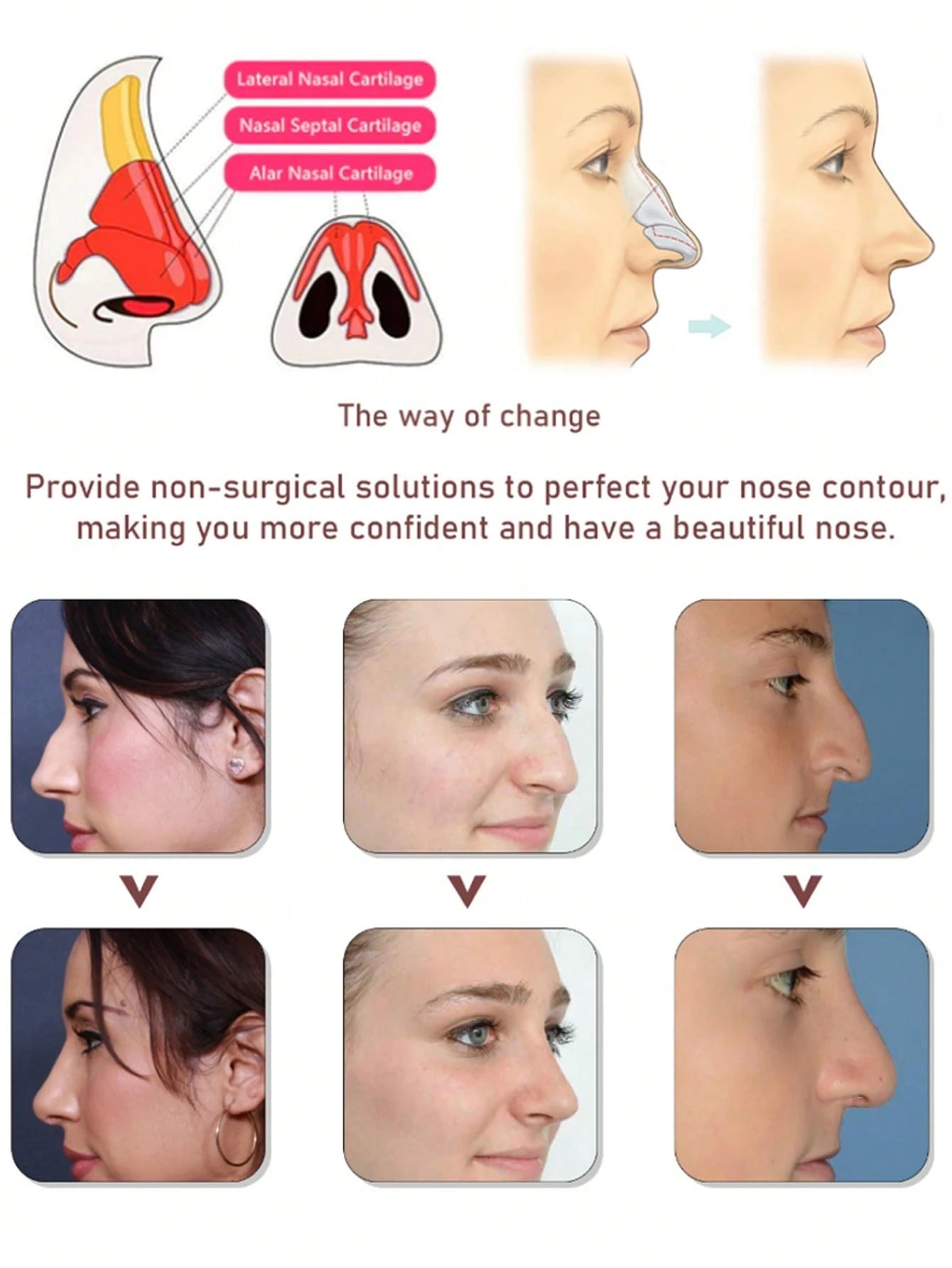 1/3 Sets Nose Lift Shaping Device: Invisible, Painless Nose Clip- Facial Training Corrector