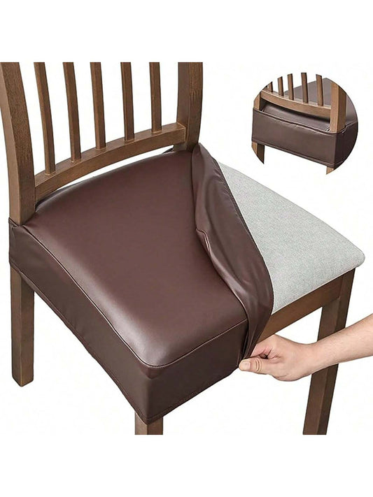 1/4/6pcs Waterproof PU Leather Square Chair Seat Cushion Cover For Dining Room Kitchen Sofa, Removable & Washable Gifts Birthday Graduation