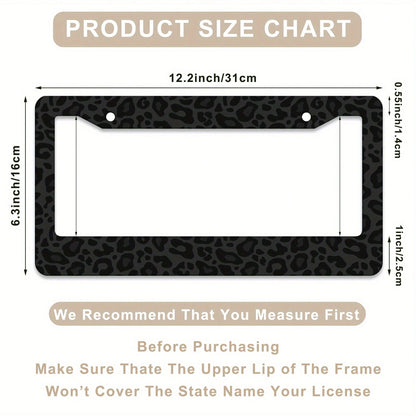 1 Black Leopard Print License Plate Frame, Aluminum Anti-Rust, Impact-Resistant, And Weather-Resistant License Plate Holder For Car Decoration, Suitable For American Standard Vehicles