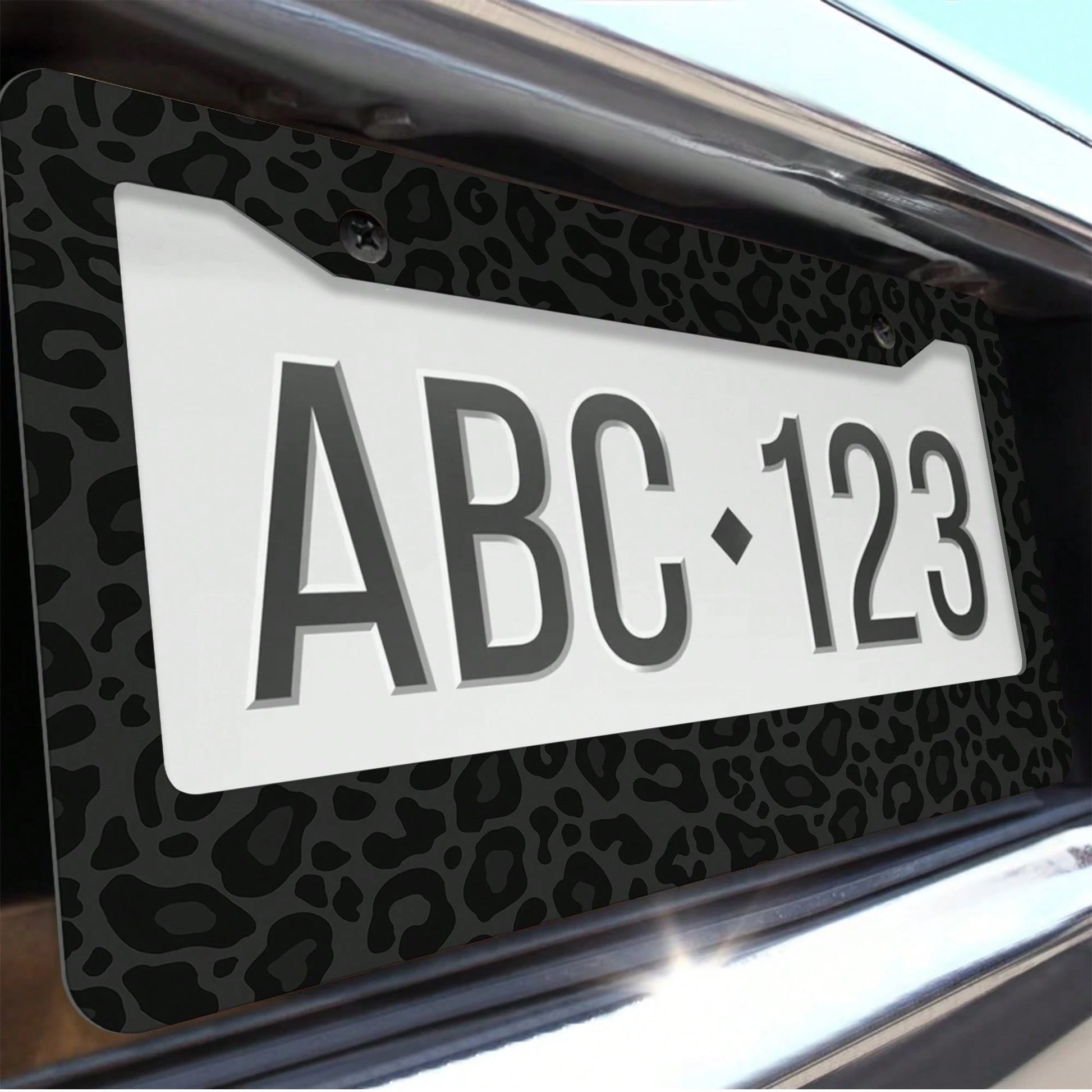 1 Black Leopard Print License Plate Frame, Aluminum Anti-Rust, Impact-Resistant, And Weather-Resistant License Plate Holder For Car Decoration, Suitable For American Standard Vehicles
