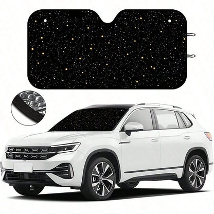 1 Car Windshield Sunshade, Starry Sky Design. Provides UV Protection For The Front Windshield, Helps Maintain A Cool Temperature In Summer, Easy To Install And Store, Suitable For Most Vehicles