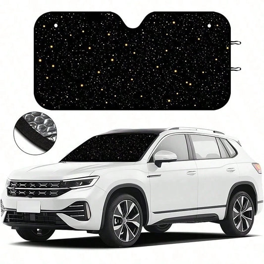 1 Car Windshield Sunshade, Starry Sky Design. Provides UV Protection For The Front Windshield, Helps Maintain A Cool Temperature In Summer, Easy To Install And Store, Suitable For Most Vehicles