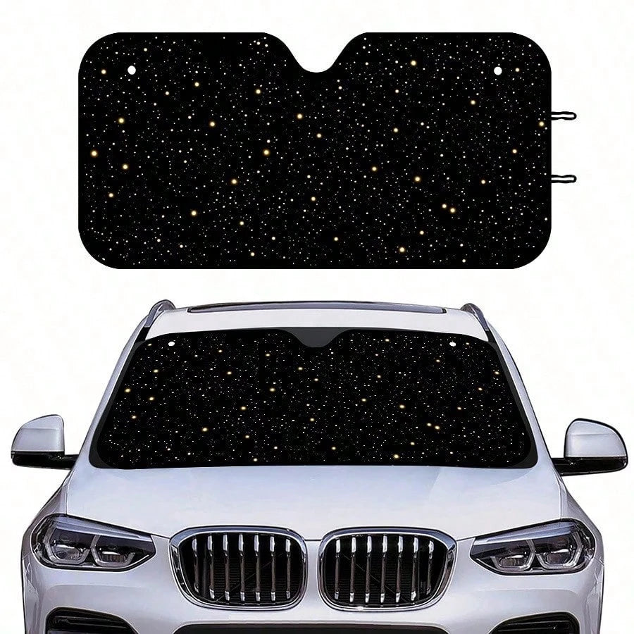 1 Car Windshield Sunshade, Starry Sky Design. Provides UV Protection For The Front Windshield, Helps Maintain A Cool Temperature In Summer, Easy To Install And Store, Suitable For Most Vehicles