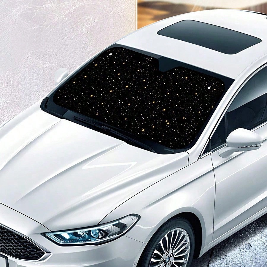1 Car Windshield Sunshade, Starry Sky Design. Provides UV Protection For The Front Windshield, Helps Maintain A Cool Temperature In Summer, Easy To Install And Store, Suitable For Most Vehicles