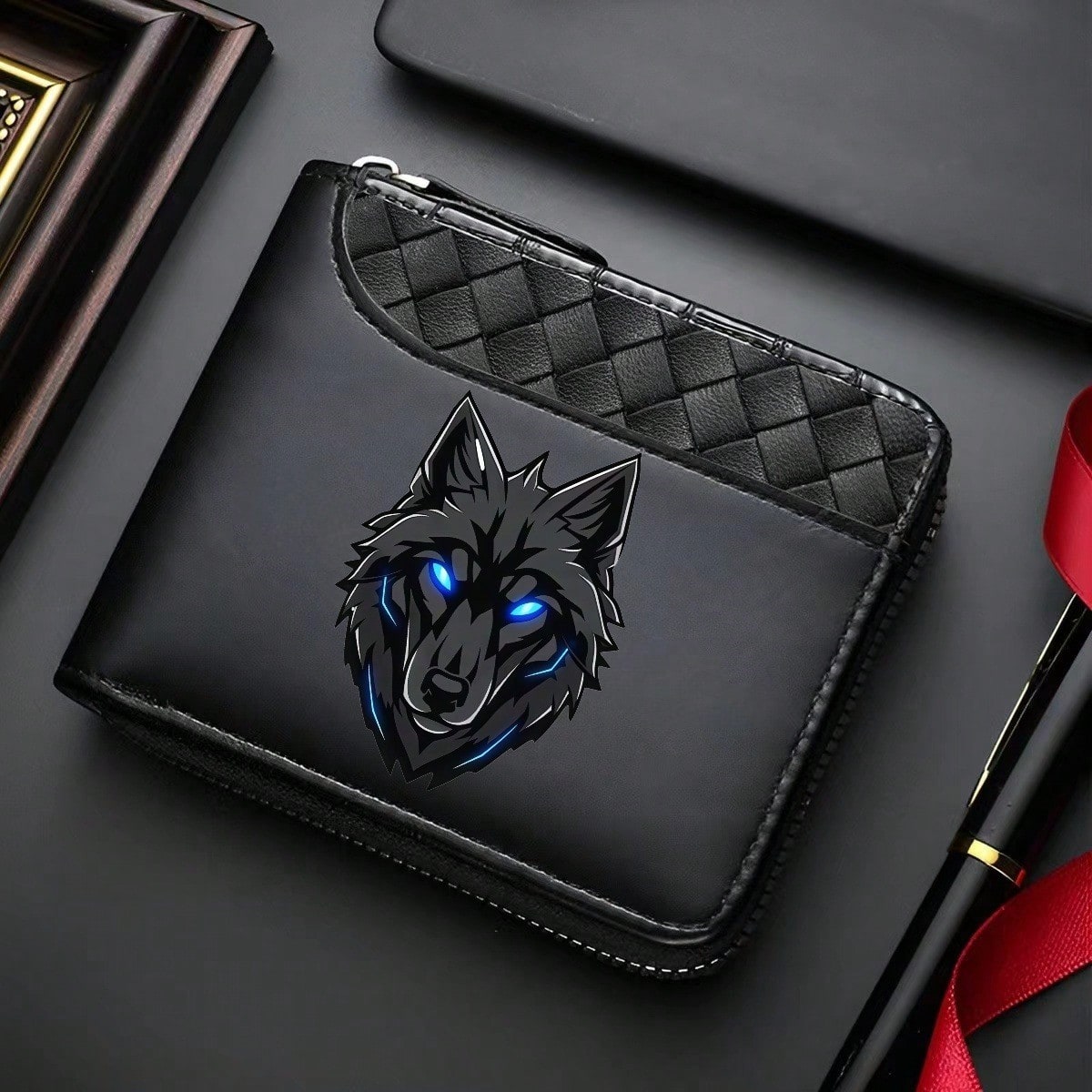 1 Men's Luxury PU Wallet| Black, Zipper Closure, Multiple Card Slots, Large Capacity, Stitching Design- Perfect Gift For Father, Husband, Brother