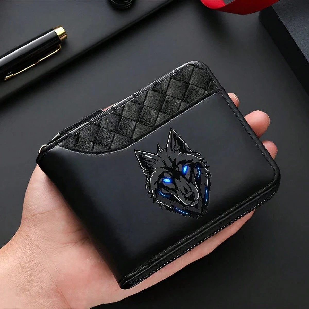 1 Men's Luxury PU Wallet| Black, Zipper Closure, Multiple Card Slots, Large Capacity, Stitching Design- Perfect Gift For Father, Husband, Brother