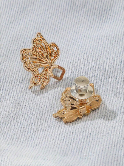 1 Pair Adjustable Butterfly Waistband Button, Detachable And Seamless, Ideal For Altering Waist Size On Jeans, No Need For Sewing Or Nailing- Waist Slimming Tool