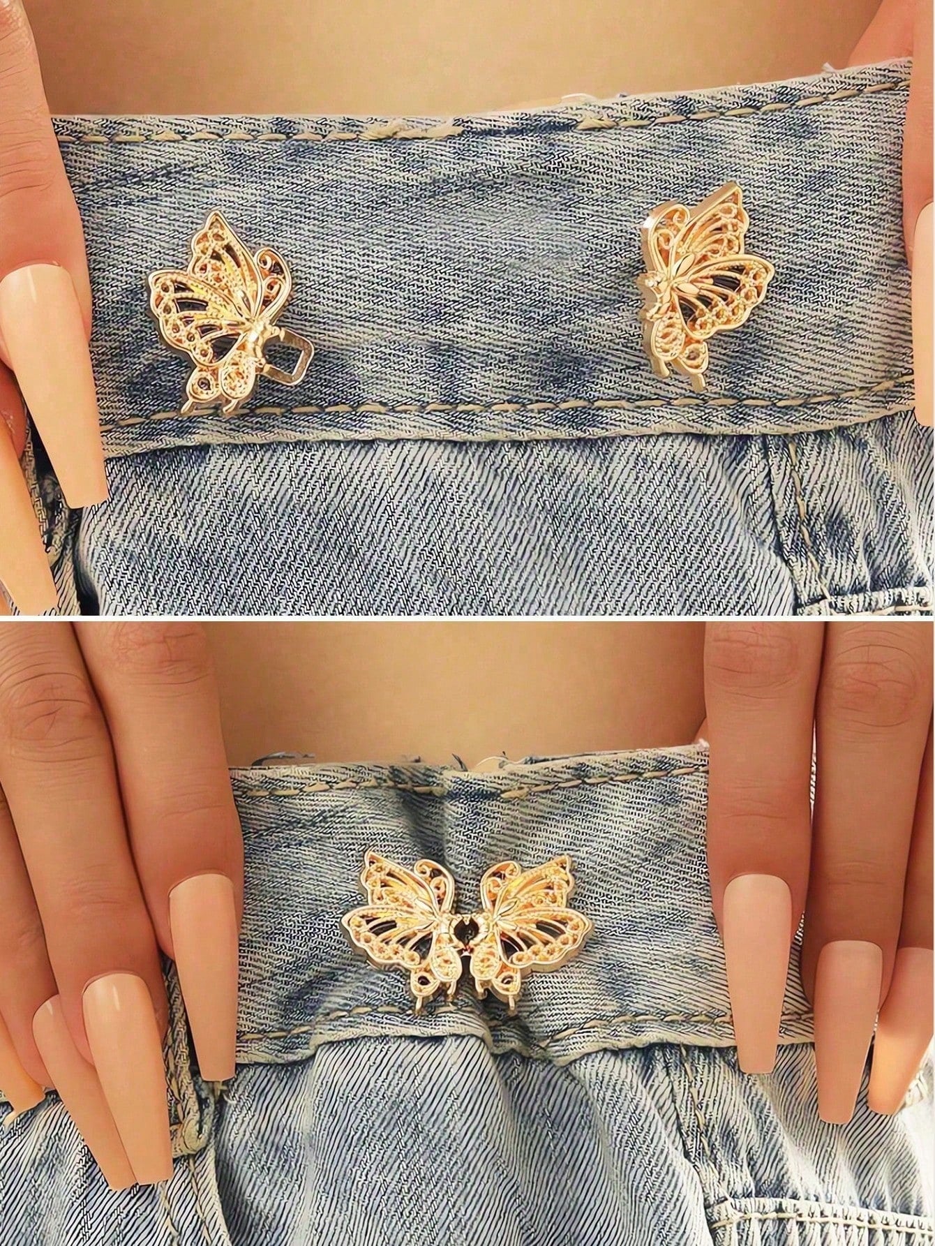 1 Pair Adjustable Butterfly Waistband Button, Detachable And Seamless, Ideal For Altering Waist Size On Jeans, No Need For Sewing Or Nailing- Waist Slimming Tool