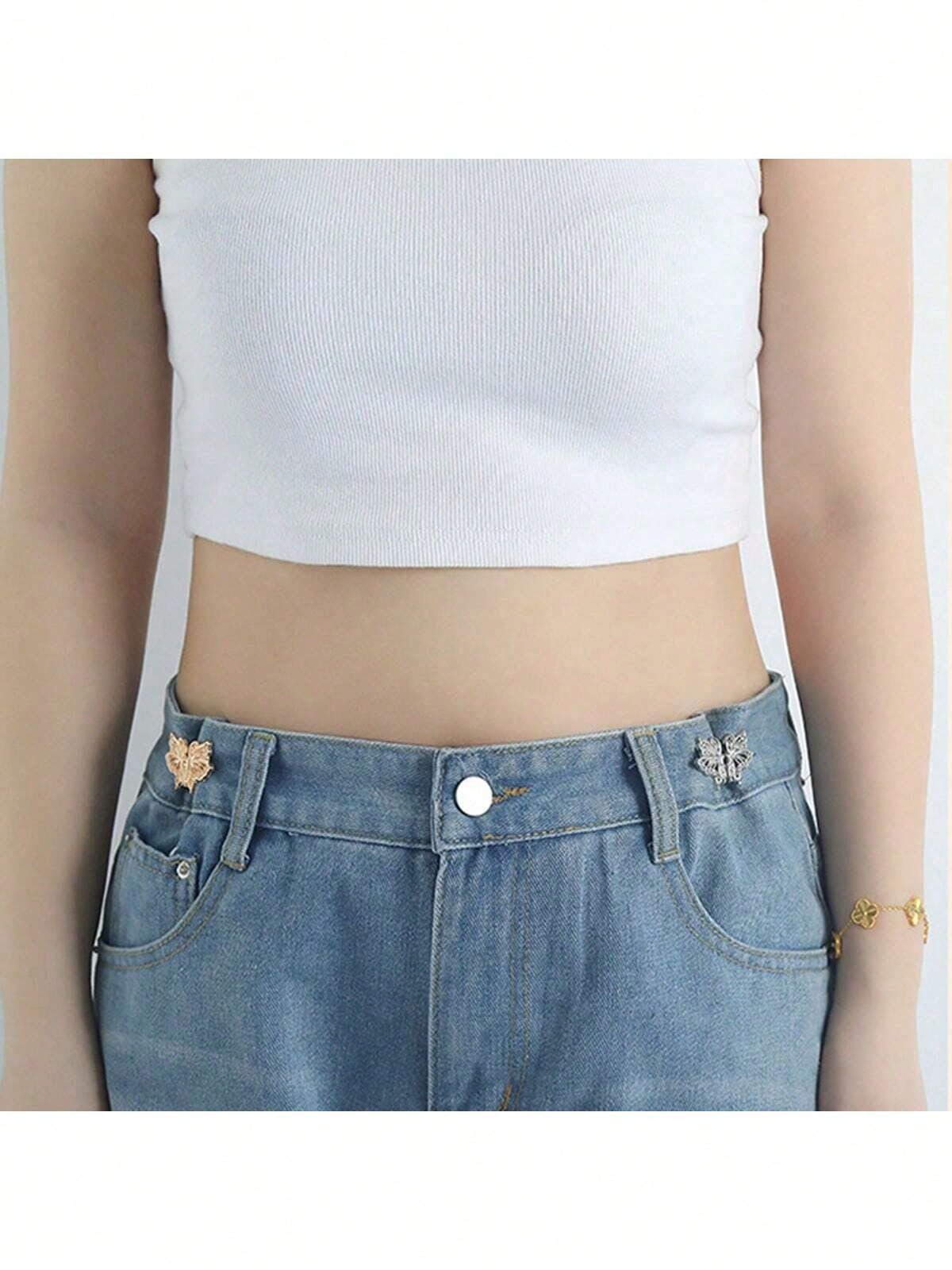 1 Pair Adjustable Butterfly Waistband Button, Detachable And Seamless, Ideal For Altering Waist Size On Jeans, No Need For Sewing Or Nailing- Waist Slimming Tool