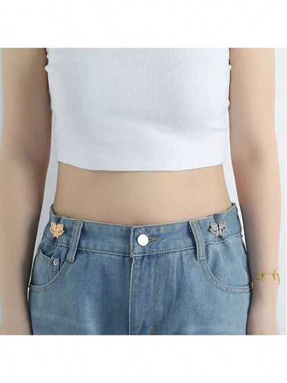 1 Pair Adjustable Butterfly Waistband Button, Detachable And Seamless, Ideal For Altering Waist Size On Jeans, No Need For Sewing Or Nailing- Waist Slimming Tool