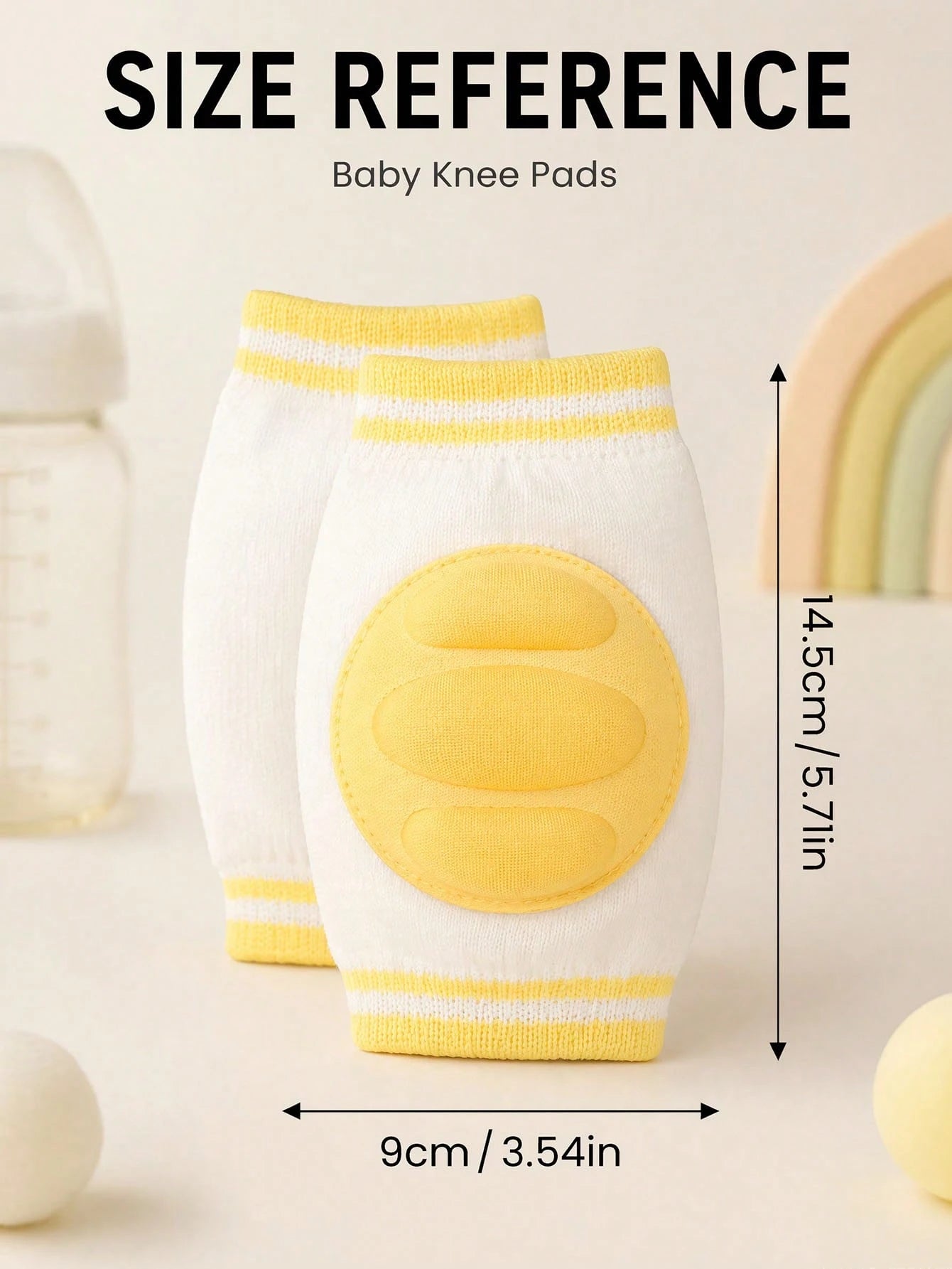 1 Pair Baby Crawling Knee Pads, Infant Toddler Walking Anti-Fall Knee Covers, Breathable Knitted Thickened Cushioning Pads, Elastic Striped Non-Slip Baby Leg Protectors