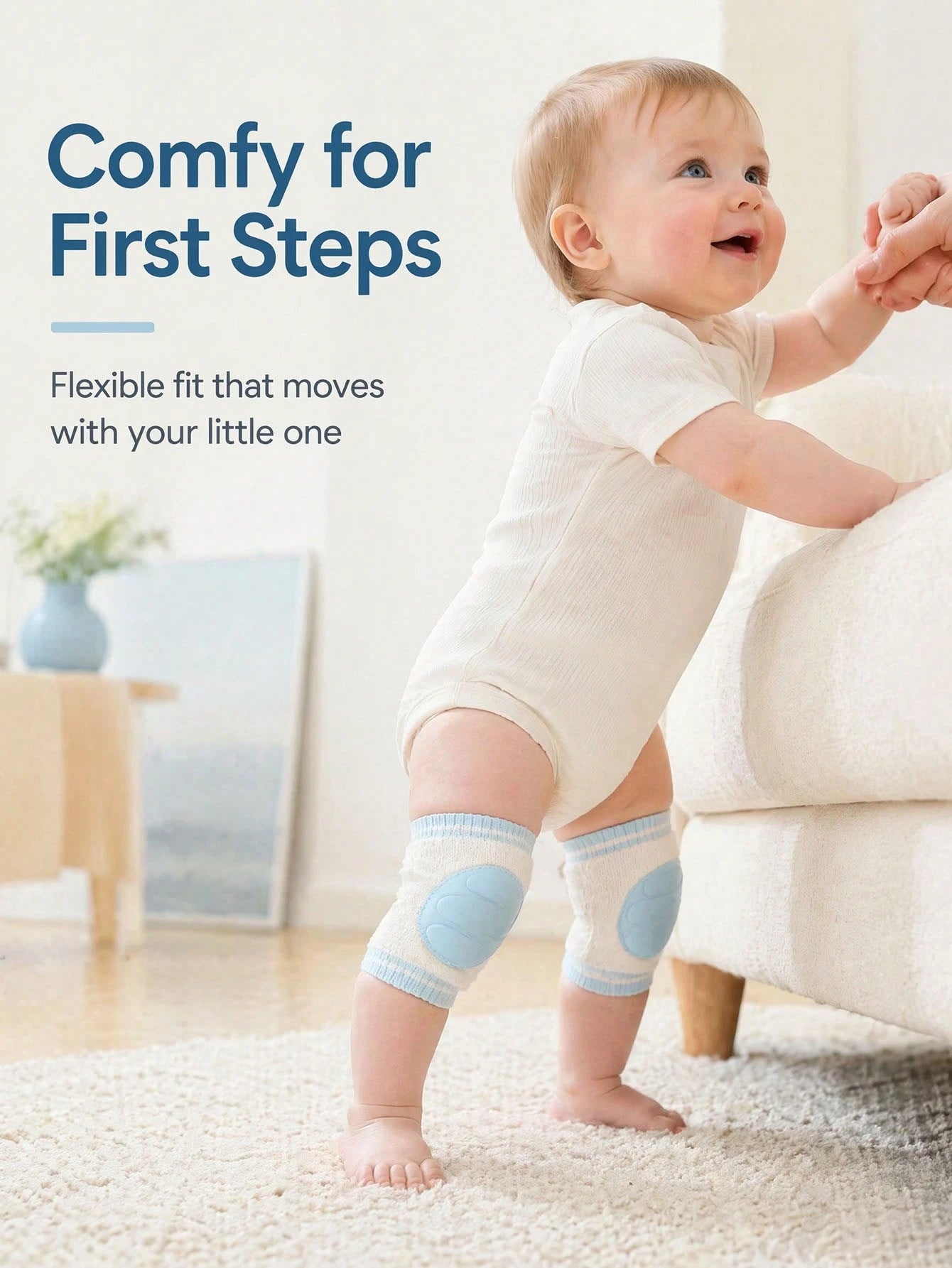 1 Pair Baby Crawling Knee Pads, Infant Toddler Walking Anti-Fall Knee Covers, Breathable Knitted Thickened Cushioning Pads, Elastic Striped Non-Slip Baby Leg Protectors