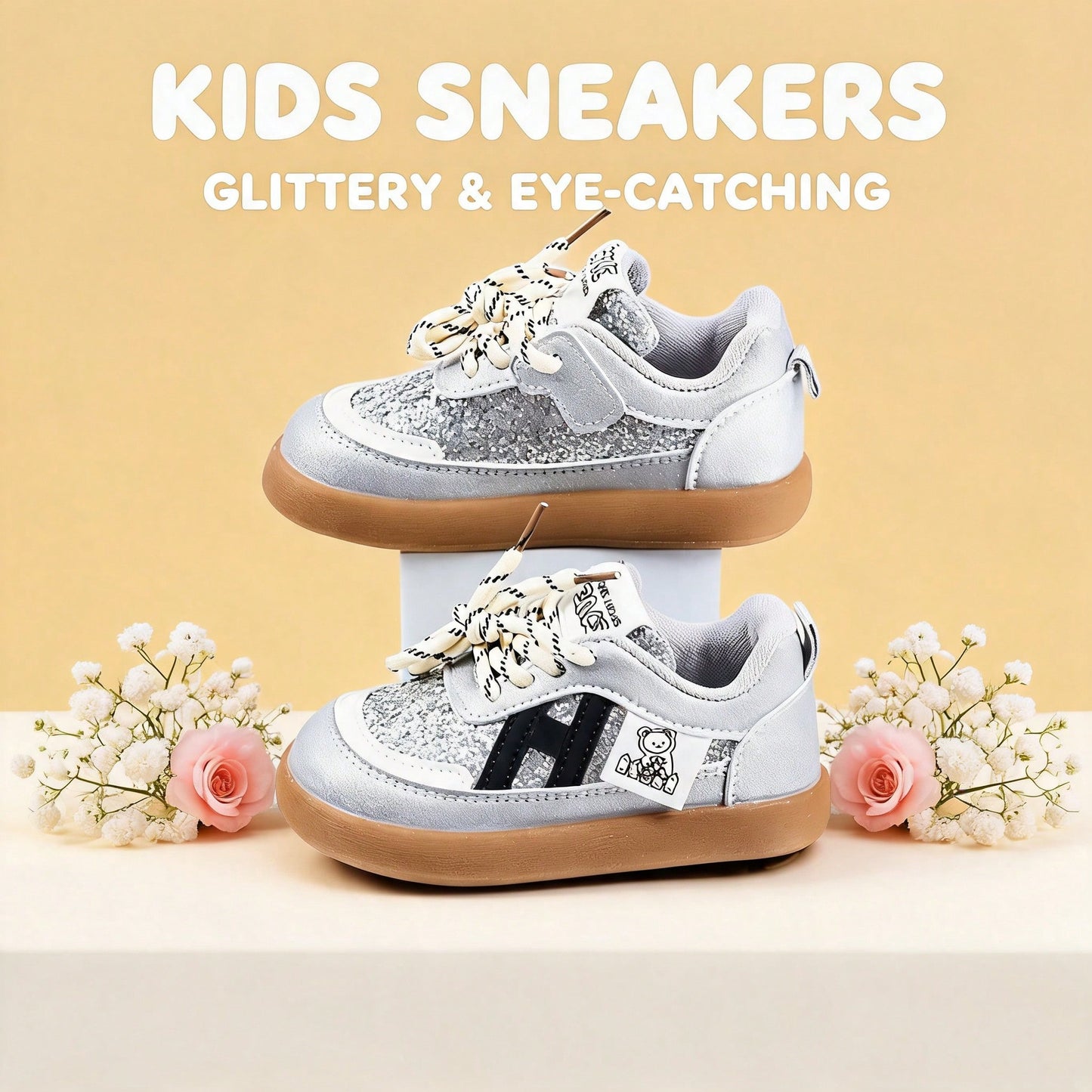 1 Pair Baby Sports Shoes, Spring/Autumn Fashion New Kids White Sneakers, Soft Sole Anti-Slip Boys Casual Board Shoes, Breathable Infant Shoes, Soft Upper Breathable Sports Shoes, Suitable For Boys And