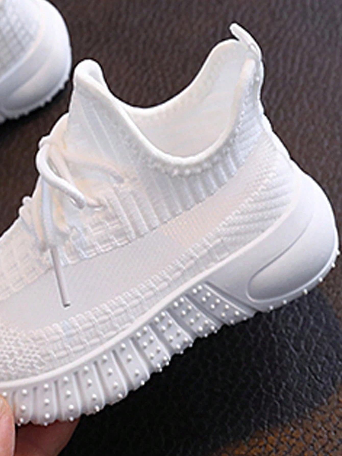 1 Pair Children Fashionable Woven Knitted Breathable Running Shoes, Comfortable Non-Slip Lace-Up Athletic Sneakers For Kids Outdoor Activities