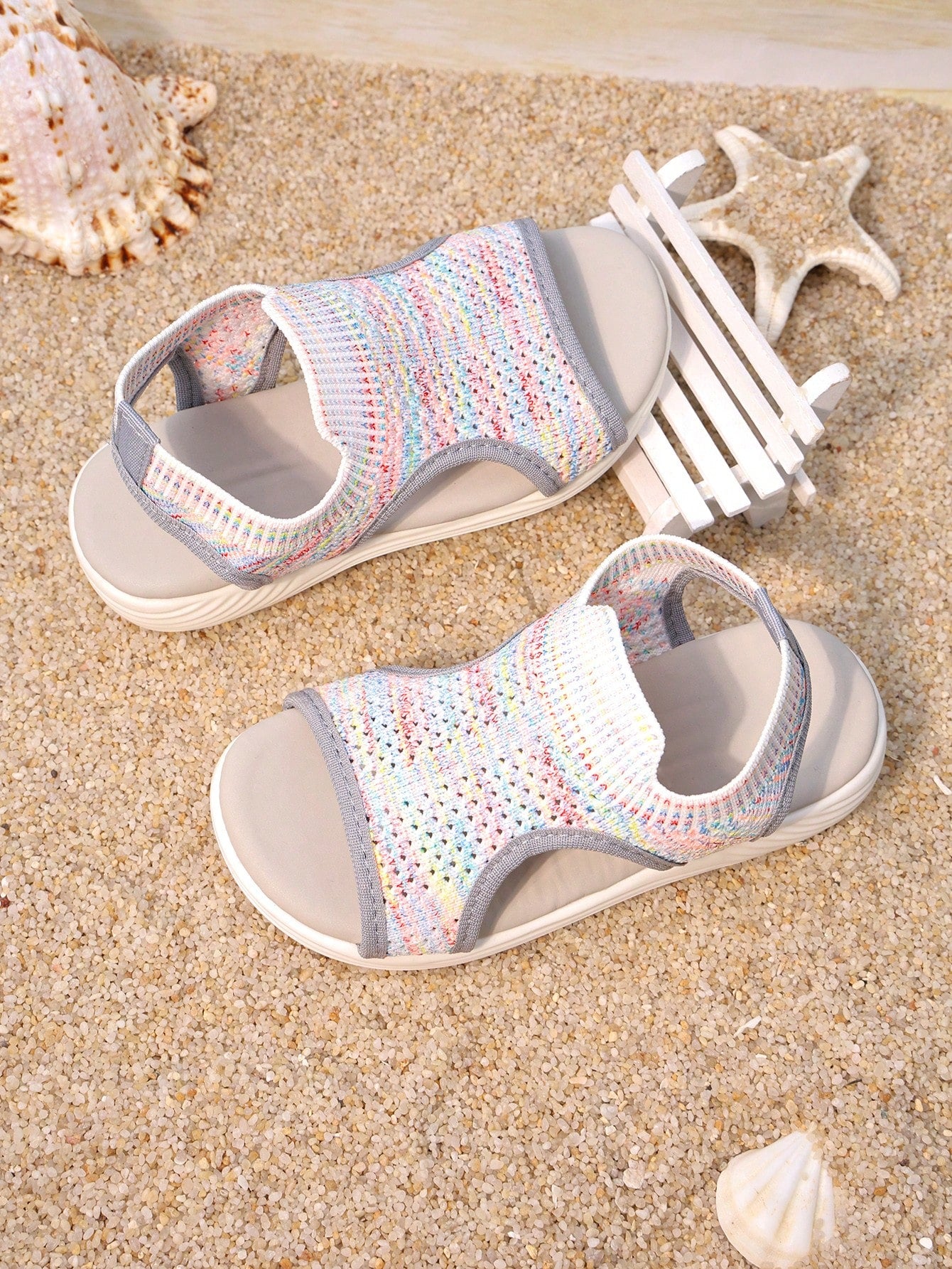 1 Pair Girls' Hollow Back Strap Flat Slide Sandals, Fashion Design Style Travel Beach Kids Footwear
