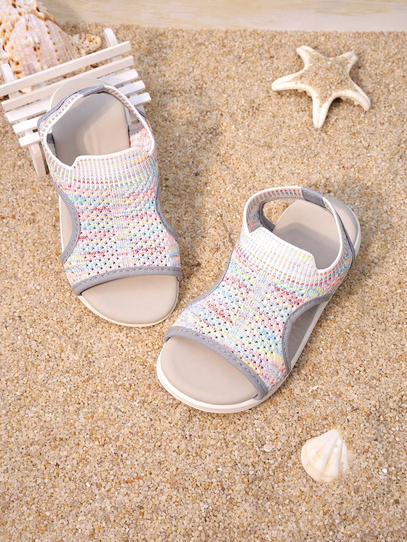 1 Pair Girls' Hollow Back Strap Flat Slide Sandals, Fashion Design Style Travel Beach Kids Footwear