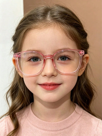 1 Pair Kids Cute Colorful Square Clear Lens Glasses, Suitable For Daily Reading, Outings, Gifts, Transparent Glasses For Back To School Accessories, Casual, Suitable For Boys And Girls, Daily Life, Re