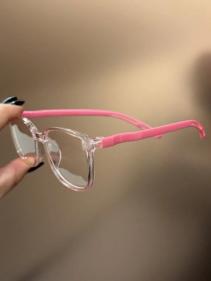 1 Pair Kids Cute Colorful Square Clear Lens Glasses, Suitable For Daily Reading, Outings, Gifts, Transparent Glasses For Back To School Accessories, Casual, Suitable For Boys And Girls, Daily Life, Re