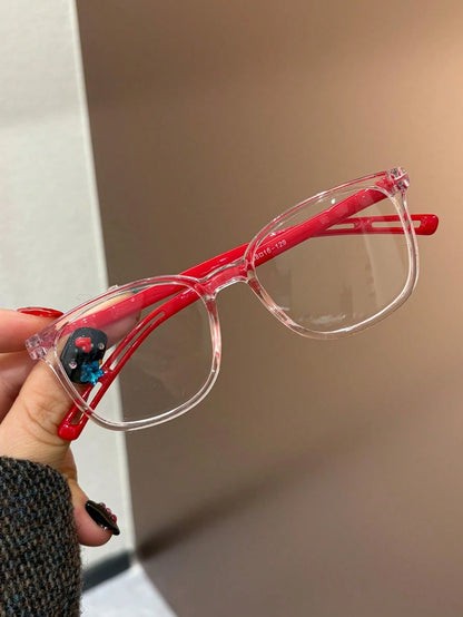 1 Pair Kids Cute Colorful Square Clear Lens Glasses, Suitable For Daily Reading, Outings, Gifts, Transparent Glasses For Back To School Accessories, Casual, Suitable For Boys And Girls, Daily Life, Re