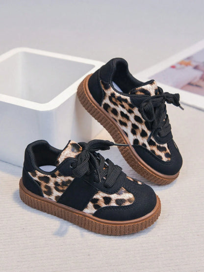 1 Pair New Black Pattern Soft Sole Lace-Up Sneakers For Infants And Toddlers, Latest Spring/Autumn Casual Shoes For Boys, Cute And Playful Shoes For Girls