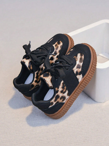 1 Pair New Black Pattern Soft Sole Lace-Up Sneakers For Infants And Toddlers, Latest Spring/Autumn Casual Shoes For Boys, Cute And Playful Shoes For Girls