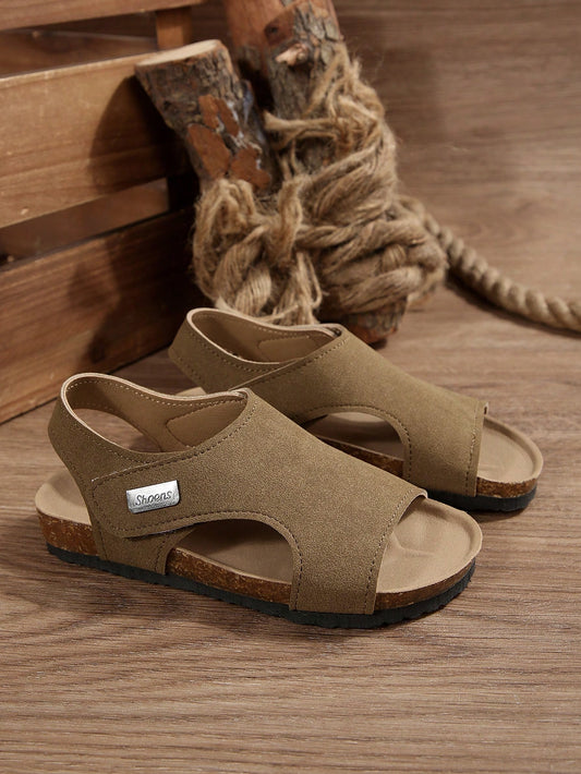 1 Pair Of Girls, Boys And Teenagers Sandals With Soft Uppers And Light Cork Soles Hook And Loop 3-15 Years Old Summer Beach Holiday Outdoor Leisure