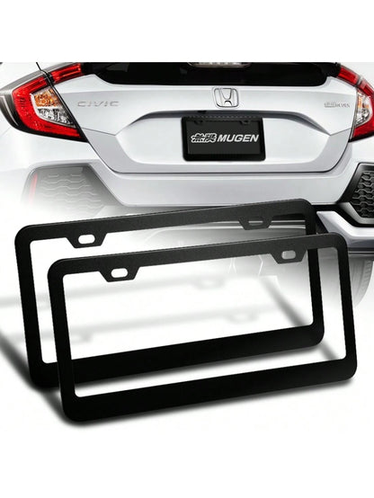 1-Pair Stainless Steel Car License Plate Frame Cover Front + Rear US Size
