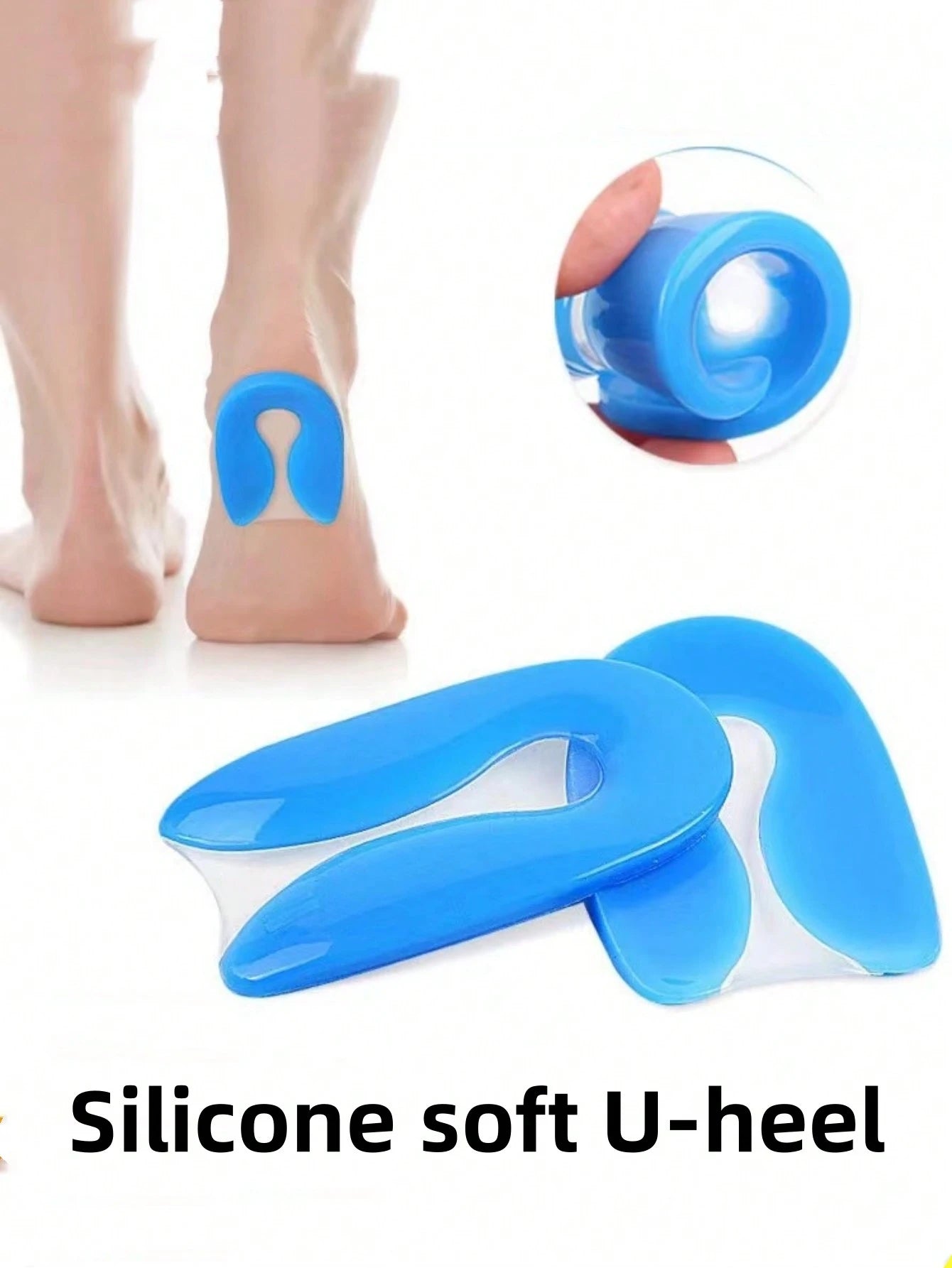 1 Pair U-Shaped Silicone Insole Gel Heel Cushion Inserts, Shock Absorbing For Men And Women, Back To School Supplies, Boots Accessories For Shoes For Women, For Outdoor, Sport, Travel, Household, Offi
