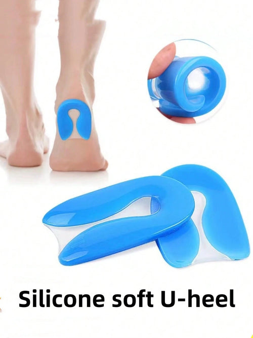 1 Pair U-Shaped Silicone Insole Gel Heel Cushion Inserts, Shock Absorbing For Men And Women, Back To School Supplies, Boots Accessories For Shoes For Women, For Outdoor, Sport, Travel, Household, Offi