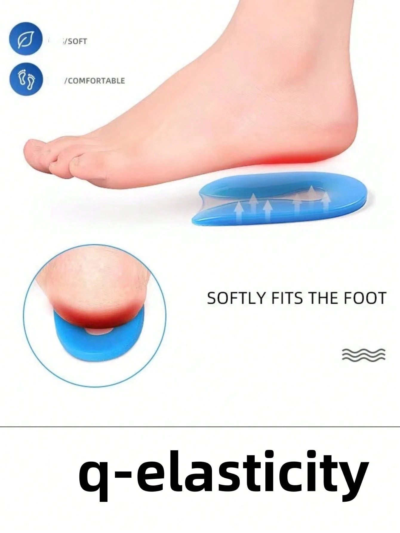 1 Pair U-Shaped Silicone Insole Gel Heel Cushion Inserts, Shock Absorbing For Men And Women, Back To School Supplies, Boots Accessories For Shoes For Women, For Outdoor, Sport, Travel, Household, Offi