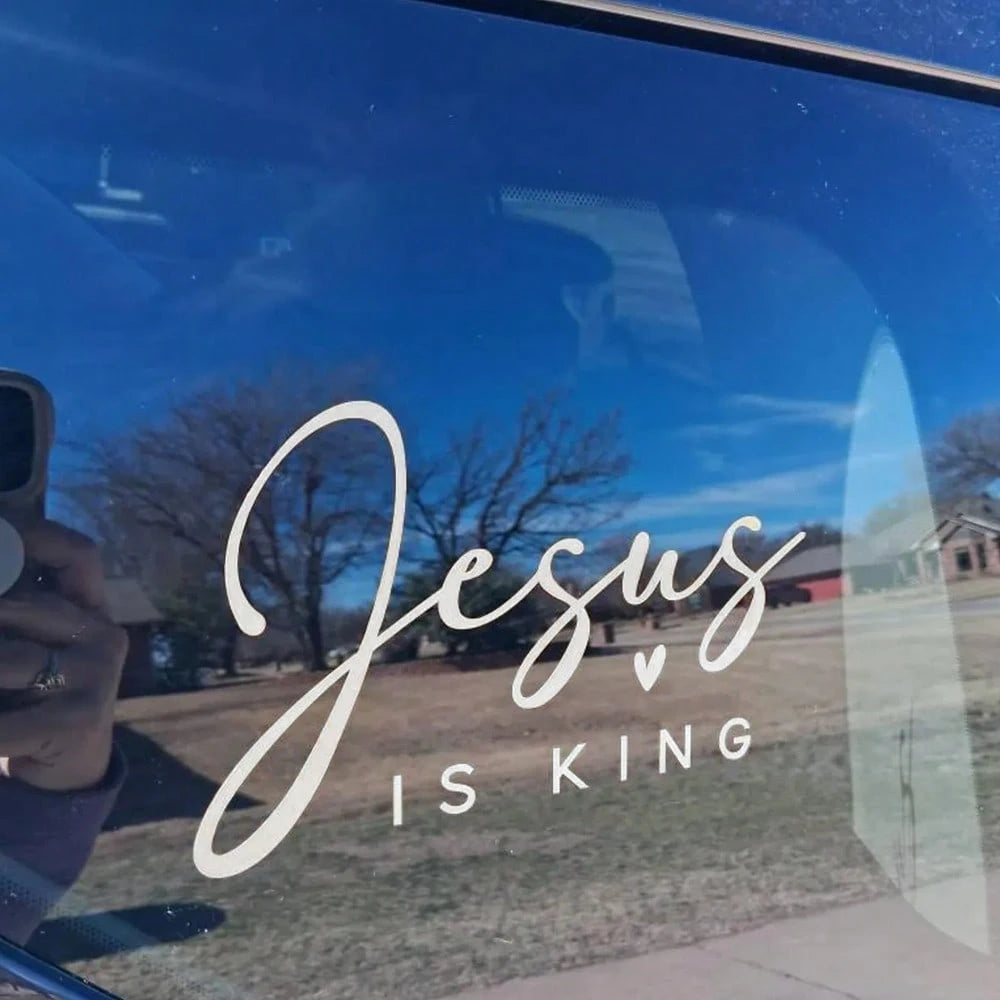 1 Pc Jesus Is King Vinyl Sticker Decal, Christian Stickers For Car Truck Laptop Water Bottle & More, Cute Christian Car Accessories