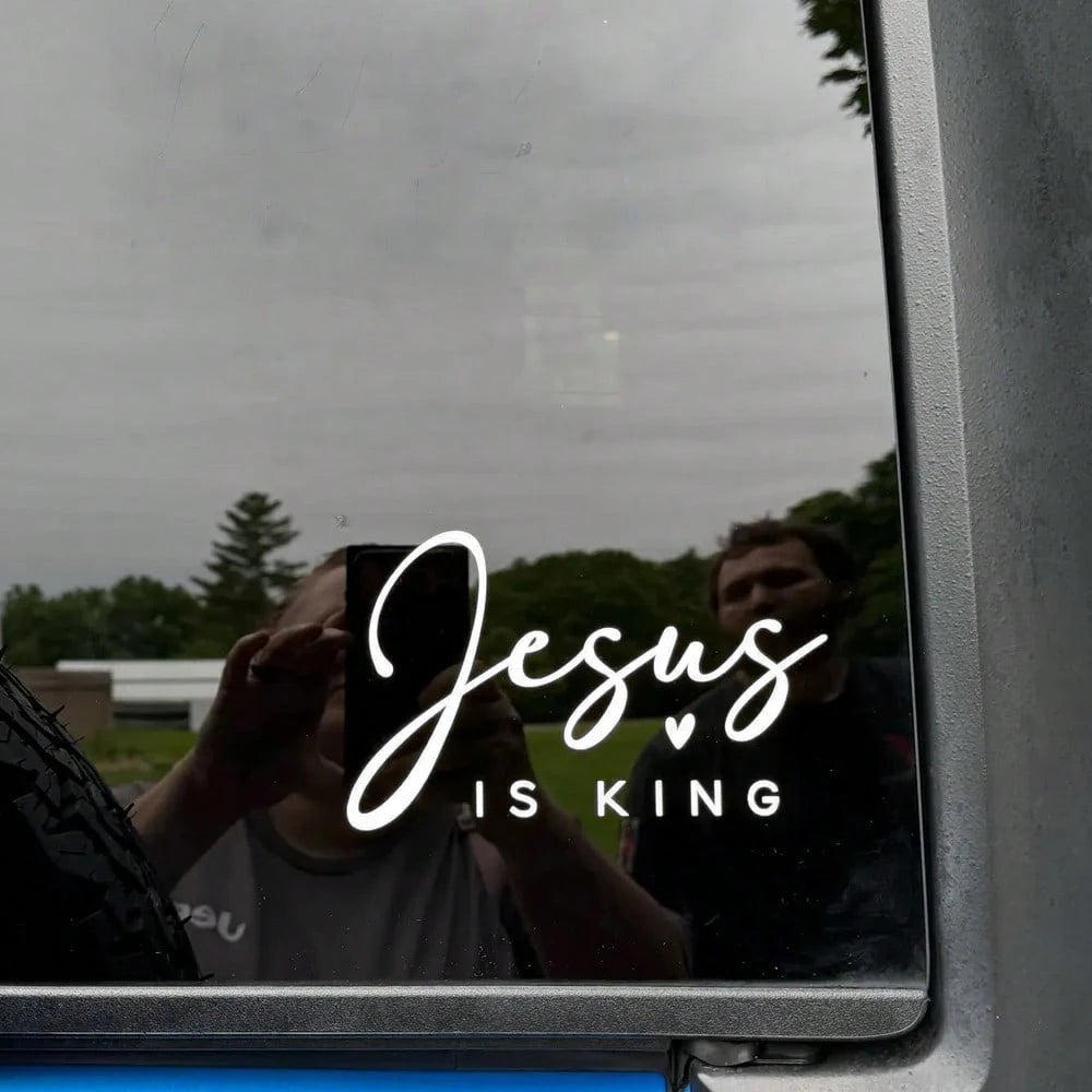 1 Pc Jesus Is King Vinyl Sticker Decal, Christian Stickers For Car Truck Laptop Water Bottle & More, Cute Christian Car Accessories