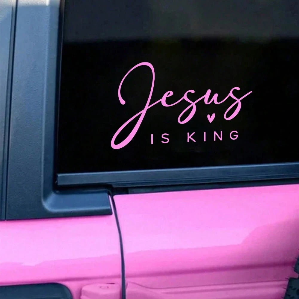 1 Pc Jesus Is King Vinyl Sticker Decal, Christian Stickers For Car Truck Laptop Water Bottle & More, Cute Christian Car Accessories