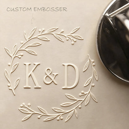 1 PC Personalized Embosser Stamp,Initials Embosser Stamp,Custom Embosser Stamp,Emboss Stamp,Address Stamp, Wedding Stamp,Paper Embossing Stamp-Silver