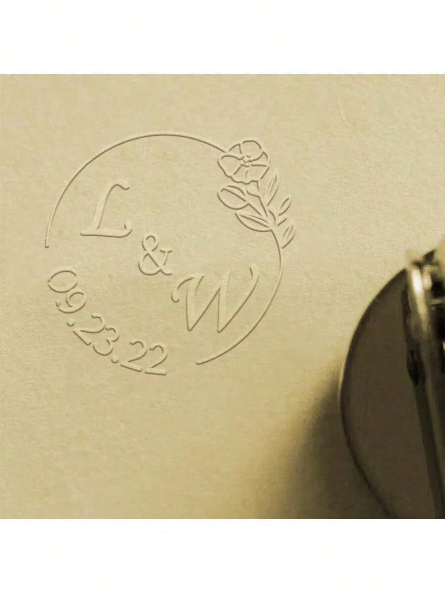 1 PC Personalized Embosser Stamp,Initials Embosser Stamp,Custom Embosser Stamp,Emboss Stamp,Address Stamp, Wedding Stamp,Paper Embossing Stamp-Silver