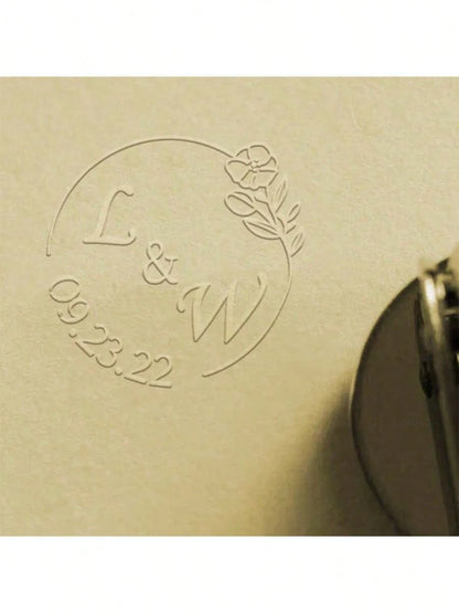 1 PC Personalized Embosser Stamp,Initials Embosser Stamp,Custom Embosser Stamp,Emboss Stamp,Address Stamp, Wedding Stamp,Paper Embossing Stamp-Silver