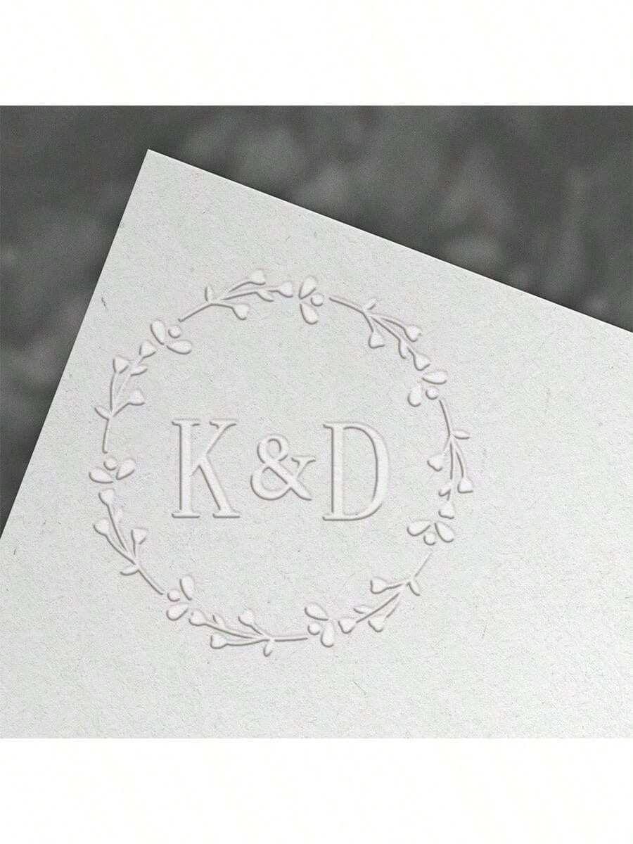 1 PC Personalized Embosser Stamp,Initials Embosser Stamp,Custom Embosser Stamp,Emboss Stamp,Address Stamp, Wedding Stamp,Paper Embossing Stamp-Silver