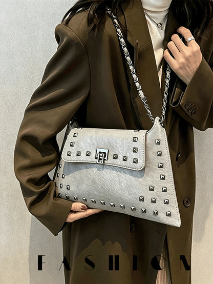 1 PC Studded Envelope-Style Shoulder Bag, Perfect For Shopping, Commuting, Street Style, And Casual Outings-A Spacious Women's Underarm Handbag