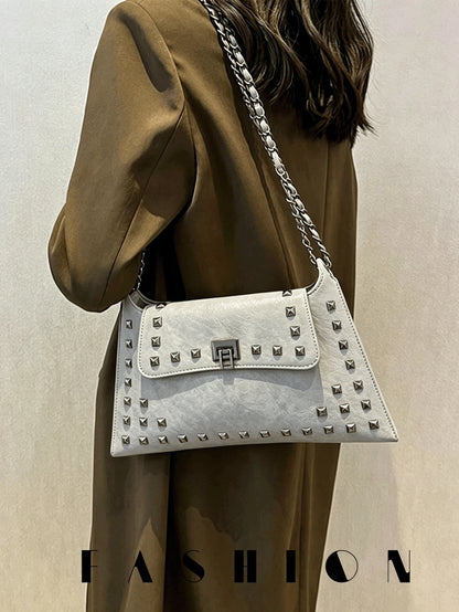 1 PC Studded Envelope-Style Shoulder Bag, Perfect For Shopping, Commuting, Street Style, And Casual Outings-A Spacious Women's Underarm Handbag